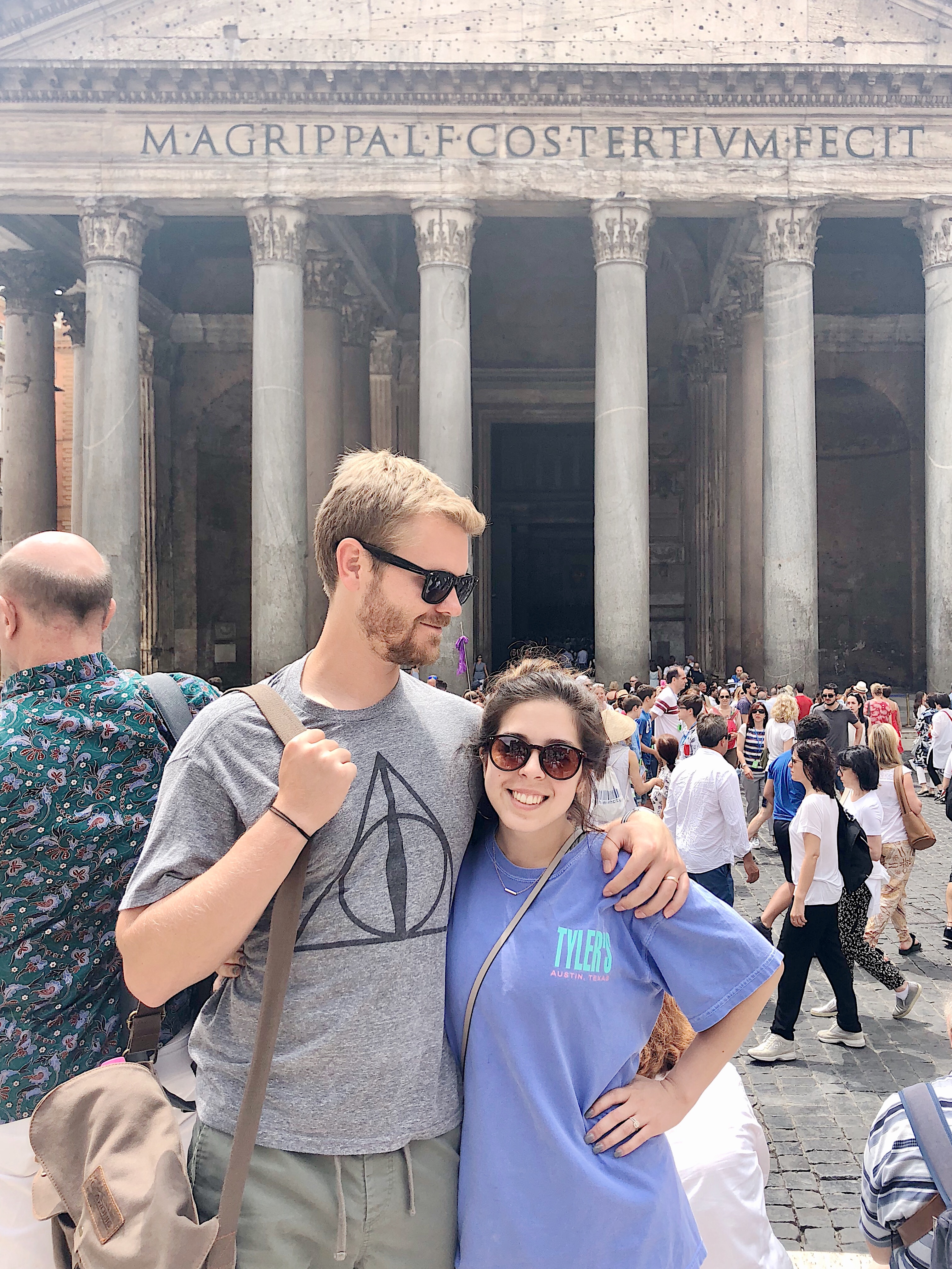Angie and Steohen in front of the pantheon in Rome