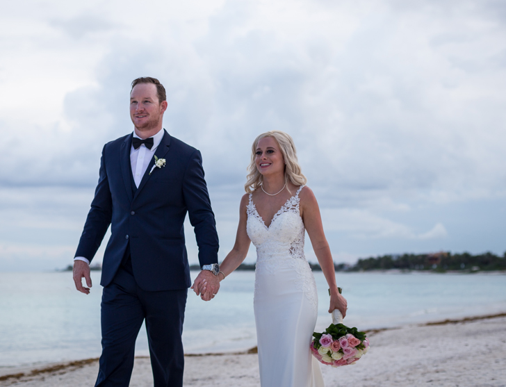 Couple in wedding on beach